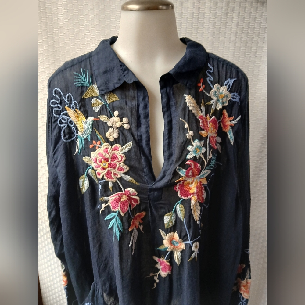 NWT Johnny Was Navy Blue Kimono Blouse - Picture 3 of 9